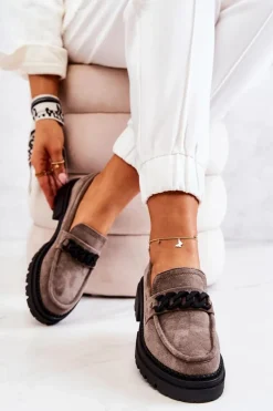 Zamszowe Półbuty Loafery La.Fi Szare Sapphira