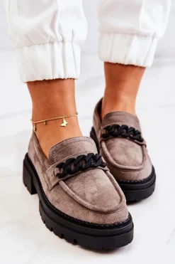 Zamszowe Półbuty Loafery La.Fi Szare Sapphira