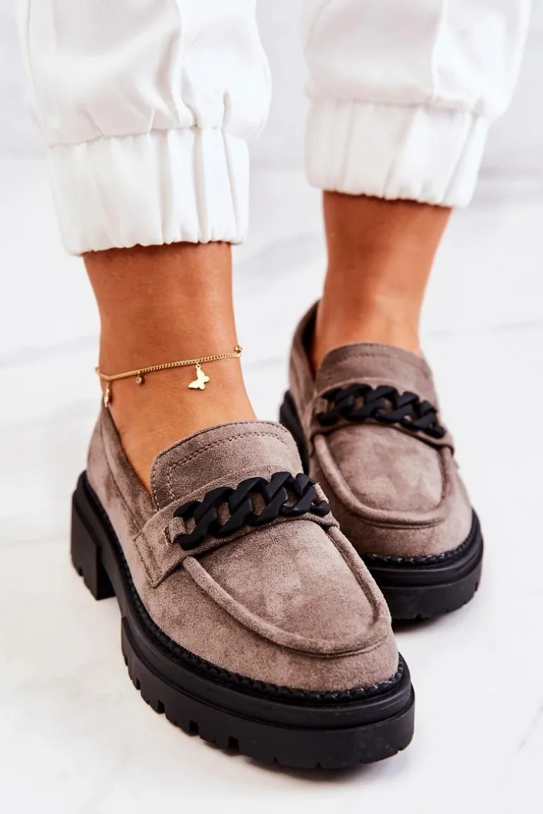 Zamszowe Półbuty Loafery La.Fi Szare Sapphira