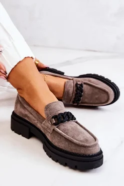 Zamszowe Półbuty Loafery La.Fi Szare Sapphira