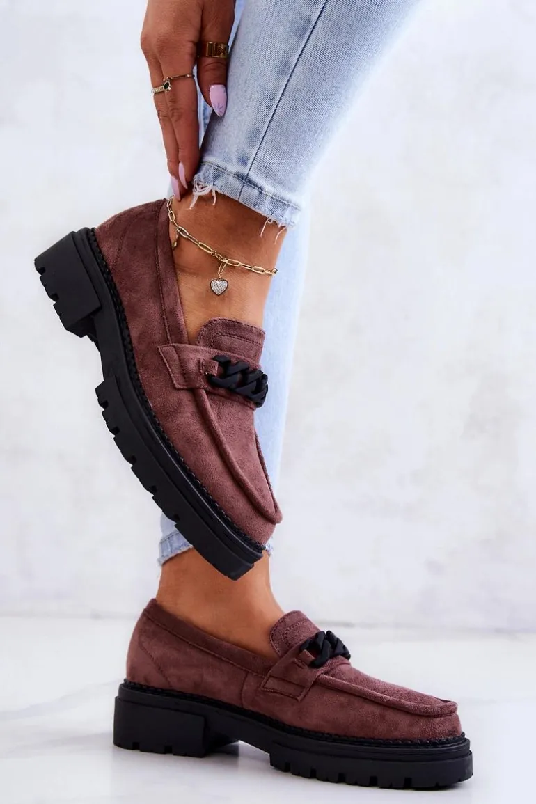 Zamszowe Półbuty Loafery La.Fi Brązowe Sapphira