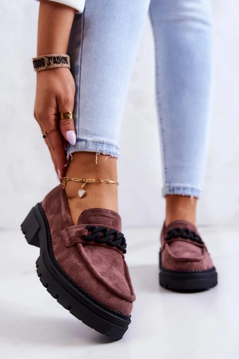 Zamszowe Półbuty Loafery La.Fi Brązowe Sapphira