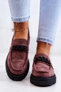 Zamszowe Półbuty Loafery La.Fi Brązowe Sapphira