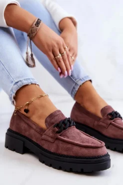 Zamszowe Półbuty Loafery La.Fi Brązowe Sapphira