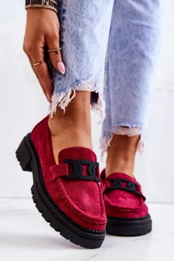 Zamszowe Półbuty Loafery Z Ozdobą La.Fi 210031FU-SU Fuksja