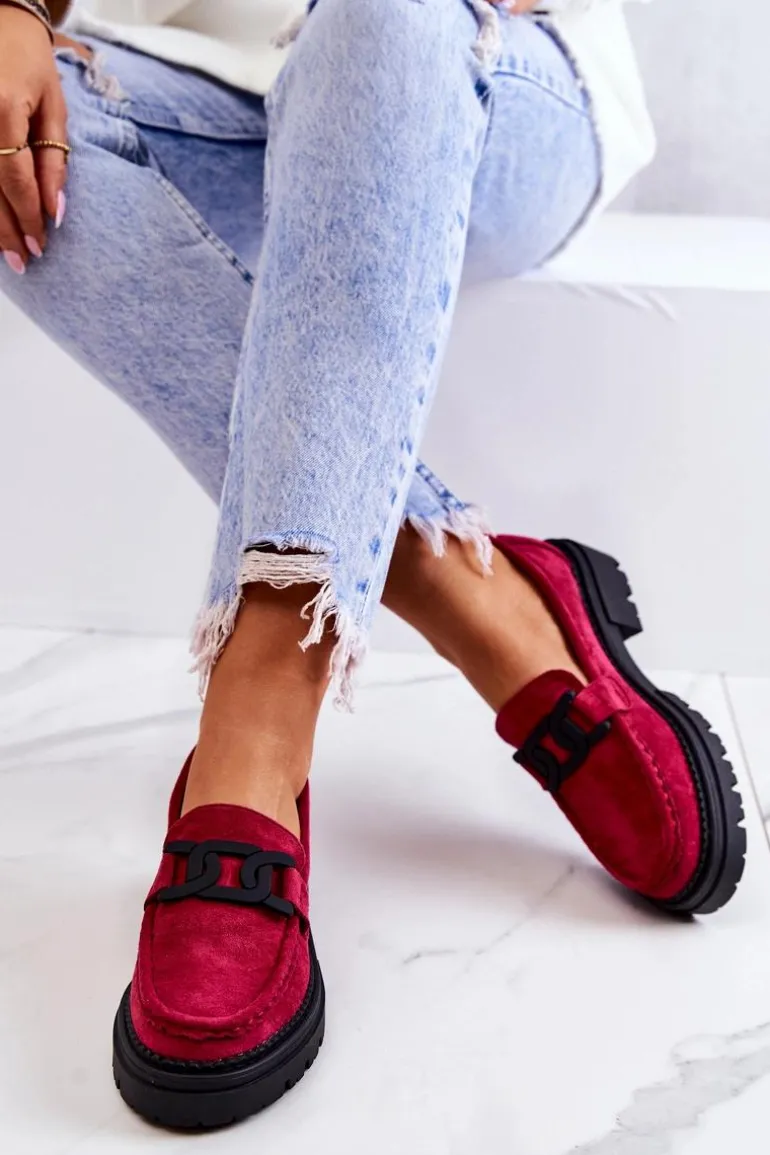 Zamszowe Półbuty Loafery Z Ozdobą La.Fi 210031FU-SU Fuksja