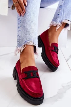 Zamszowe Półbuty Loafery Z Ozdobą La.Fi 210031FU-SU Fuksja