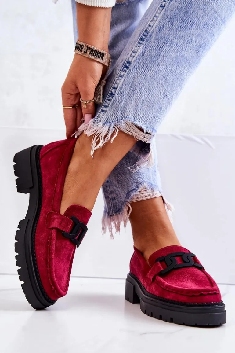 Zamszowe Półbuty Loafery Z Ozdobą La.Fi 210031FU-SU Fuksja