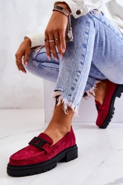 Zamszowe Półbuty Loafery Z Ozdobą La.Fi 210031FU-SU Fuksja