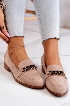 Zamszowe Półbuty Mokasyny Beżowe Yasmin