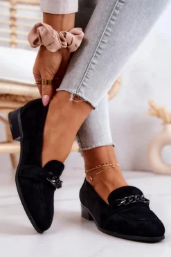 Zamszowe Półbuty Mokasyny Czarne Yasmin