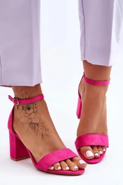Zamszowe Sandałki Na Obcasie Fuksja Madame