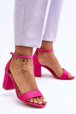 Zamszowe Sandałki Na Obcasie Fuksja Madame