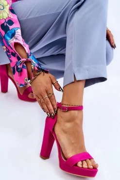 Zamszowe Sandałki Na Słupku Fuksja Spectacular