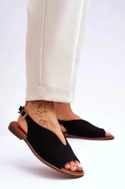 Zamszowe Sandały Damskie Lewski Shoes 3220/X Beżowe