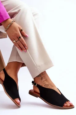 Zamszowe Sandały Damskie Lewski Shoes 3220/X Beżowe