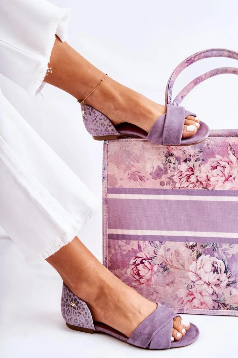 Zamszowe Sandały Maciejka 03615-05 Fioletowe