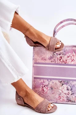 Zamszowe Sandały Maciejka 03615-02 Brązowe