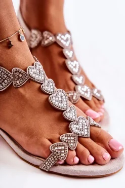 Zamszowe Sandały Na Niskim Obcasie Szare Wonderland