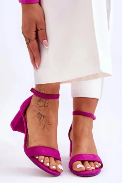 Zamszowe Sandały Na Niskim Obcasie Fioletowe Quincy