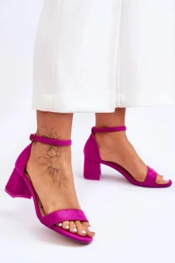 Zamszowe Sandały Na Niskim Obcasie Fioletowe Quincy