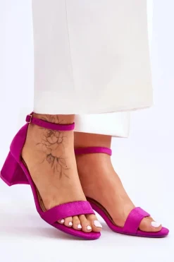 Zamszowe Sandały Na Niskim Obcasie Fioletowe Quincy