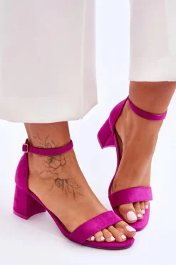 Zamszowe Sandały Na Niskim Obcasie Fioletowe Quincy