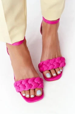 Zamszowe Sandały Na Obcasie Fuksja Long Island