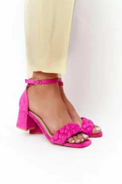 Zamszowe Sandały Na Obcasie Fuksja Long Island