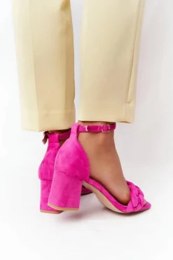 Zamszowe Sandały Na Obcasie Fuksja Long Island