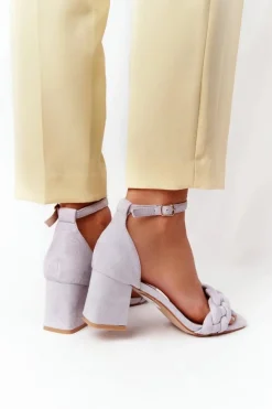 Zamszowe Sandały Na Obcasie Szare Long Island