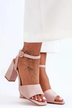 Zamszowe Sandały Na Obcasie Nude Harriet