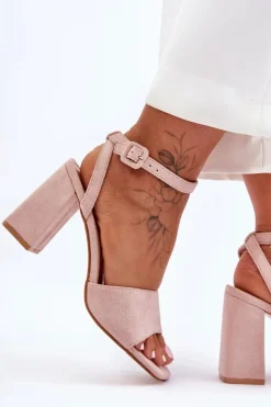 Zamszowe Sandały Na Obcasie Nude Harriet