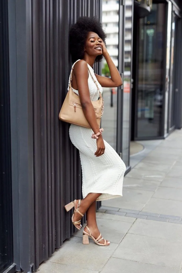 Zamszowe Sandały Na Obcasie S.Barski LJ432-1 Beżowe