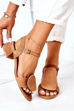 Zamszowe Sandały Na Obcasie Maciejka 5198A-29 Rude