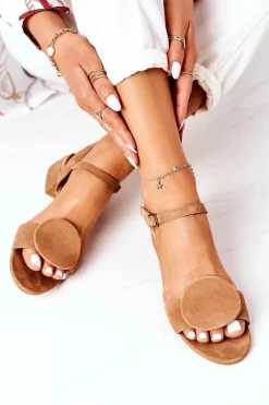 Zamszowe Sandały Na Obcasie Maciejka 5198A-29 Rude