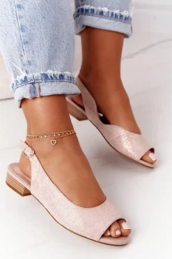 Zamszowe Sandały Na Obcasie Sergio Leone SK807 Różowe