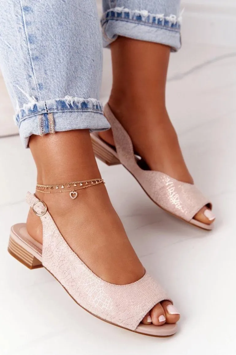 Zamszowe Sandały Na Obcasie Sergio Leone SK807 Różowe