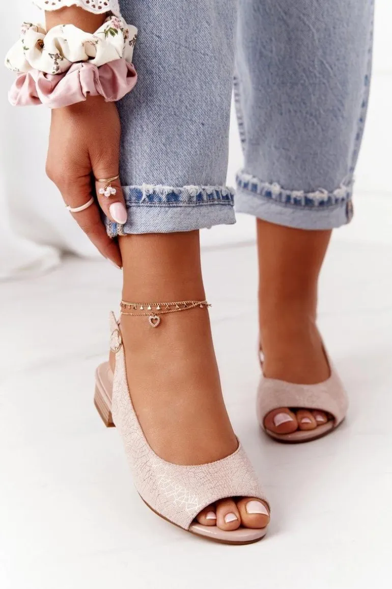 Zamszowe Sandały Na Obcasie Sergio Leone SK807 Różowe