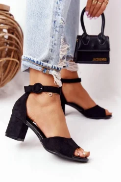 Zamszowe Sandały Na Obcasie Vinceza 20100 Czarne