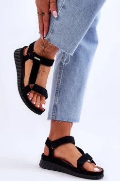 Zamszowe Sandały Na Rzep Big Star LL276011 Czarne