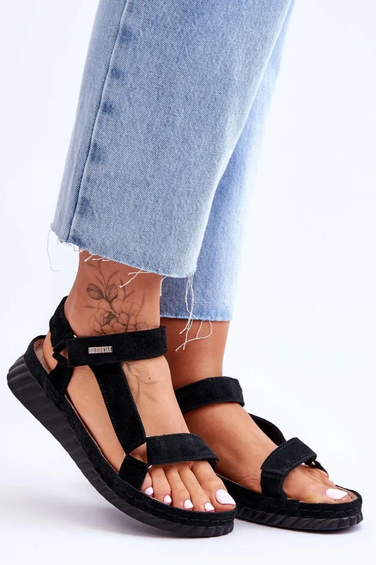 Zamszowe Sandały Na Rzep Big Star LL276011 Czarne