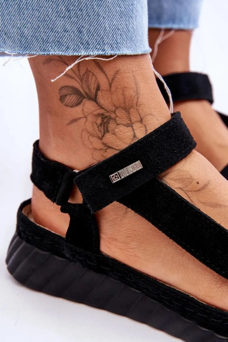 Zamszowe Sandały Na Rzep Big Star LL276011 Czarne