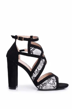 Zamszowe Sandały Na Słupku Wężowy Wzór Emolly