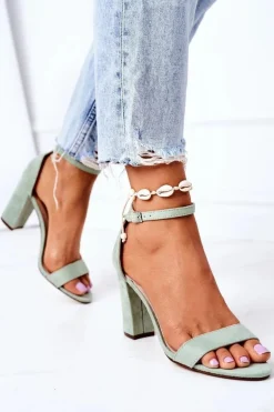 Zamszowe Sandały Na Słupku Zielon Florence
