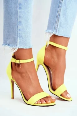 Zamszowe Sandały Na Szpilce Żółte Liberty