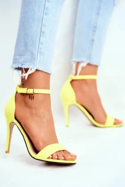 Zamszowe Sandały Na Szpilce Żółte Liberty