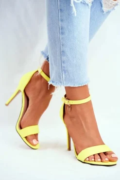 Zamszowe Sandały Na Szpilce Żółte Liberty