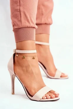 Zamszowe Sandały Na Szpilce Beżowe Liberty