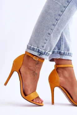 Zamszowe Sandały Na Szpilce Żółte Liberty